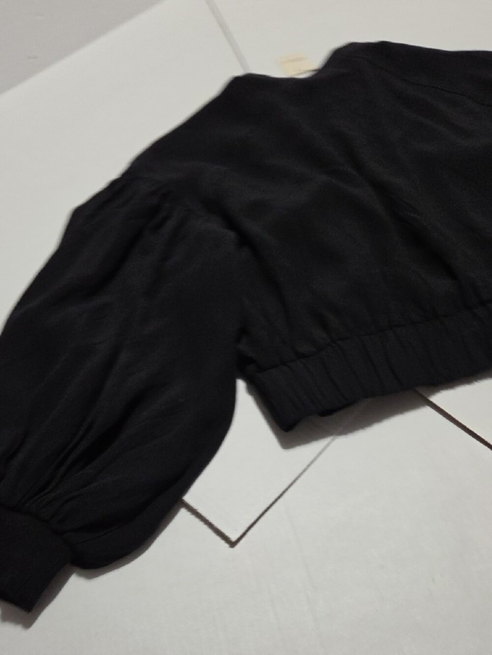 Free People Black Zip-Front Cropped Jacket with Gold Zipper - Picture 9 of 10